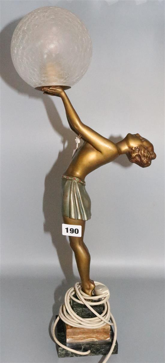 Art Deco spelter figural lamp